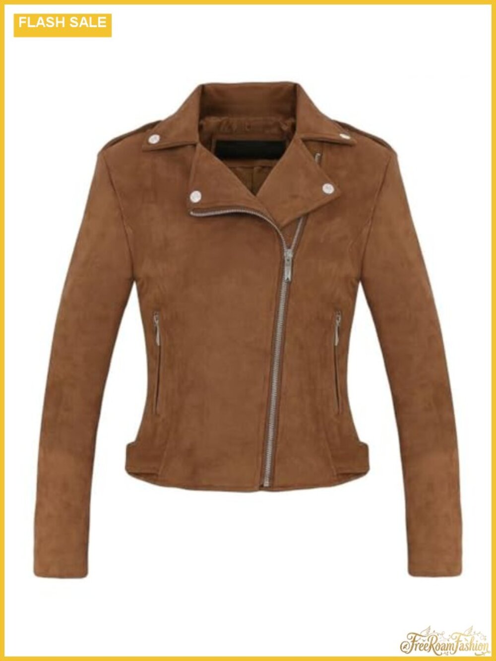 Faux Suede Leather Moto Biker Jacket with Fringe